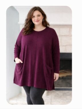 NWT J.Jill Port Crewneck Sweater in Deep Plum